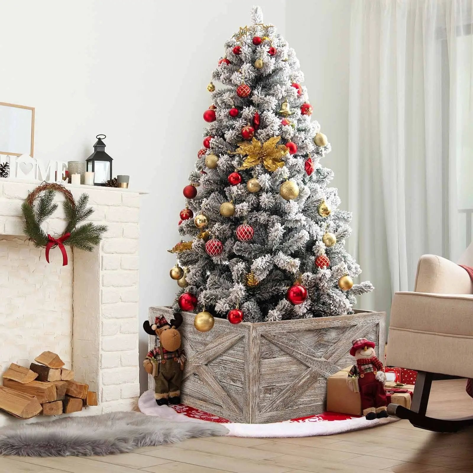 28.5 Inch Wooden Tree Collar Box for Indoor/Outdoor Use by DirectDeals