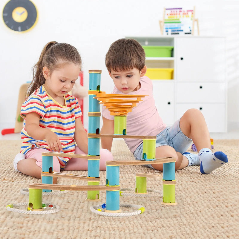 Bamboo Build Run Toy with Marbles for Kids Over 4 by DirectDeals