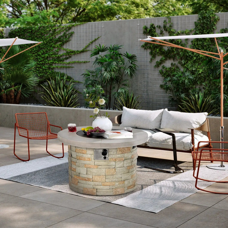 36 Inch Propane Gas Fire Pit Table with Lava Rock and PVC cover-Gray by DirectDeals