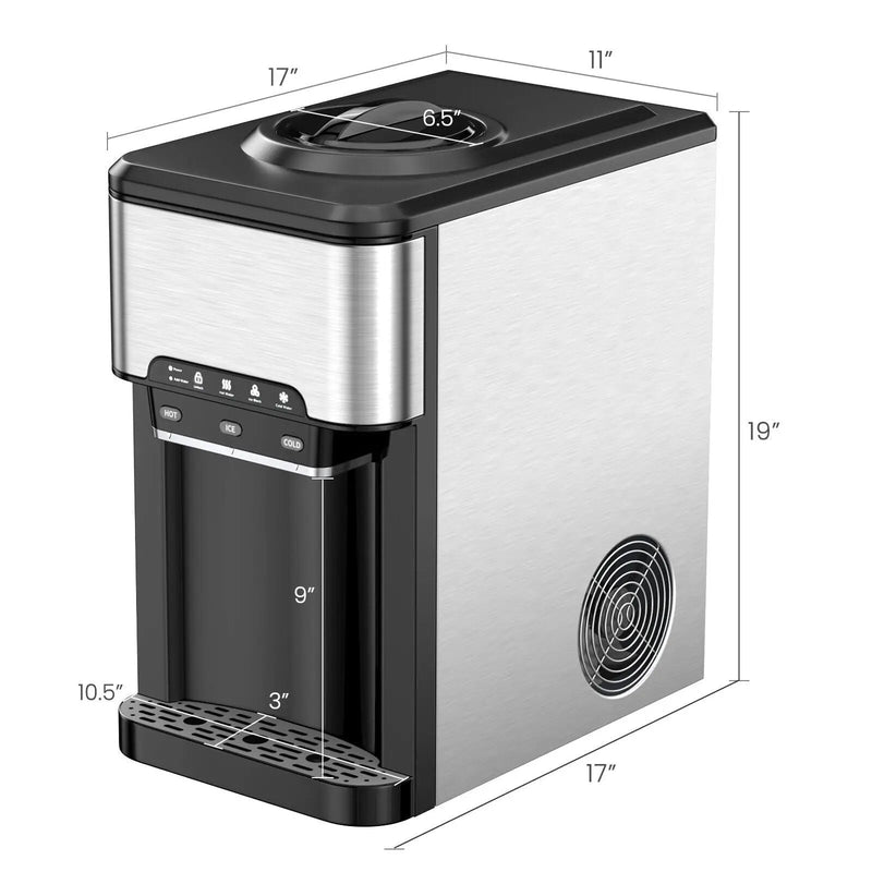 Water Cooler Dispenser 3-in-1 with Built-in Ice Maker and 3 Temperature Settings-Silver by DirectDeals