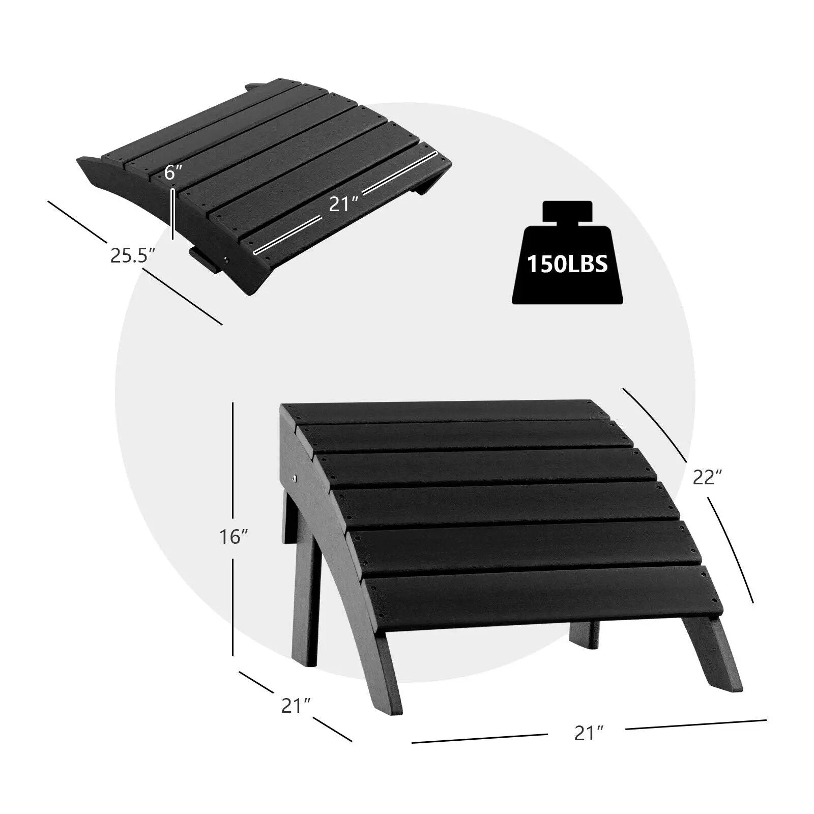 Adirondack Folding Ottoman with All Weather HDPE by DirectDeals