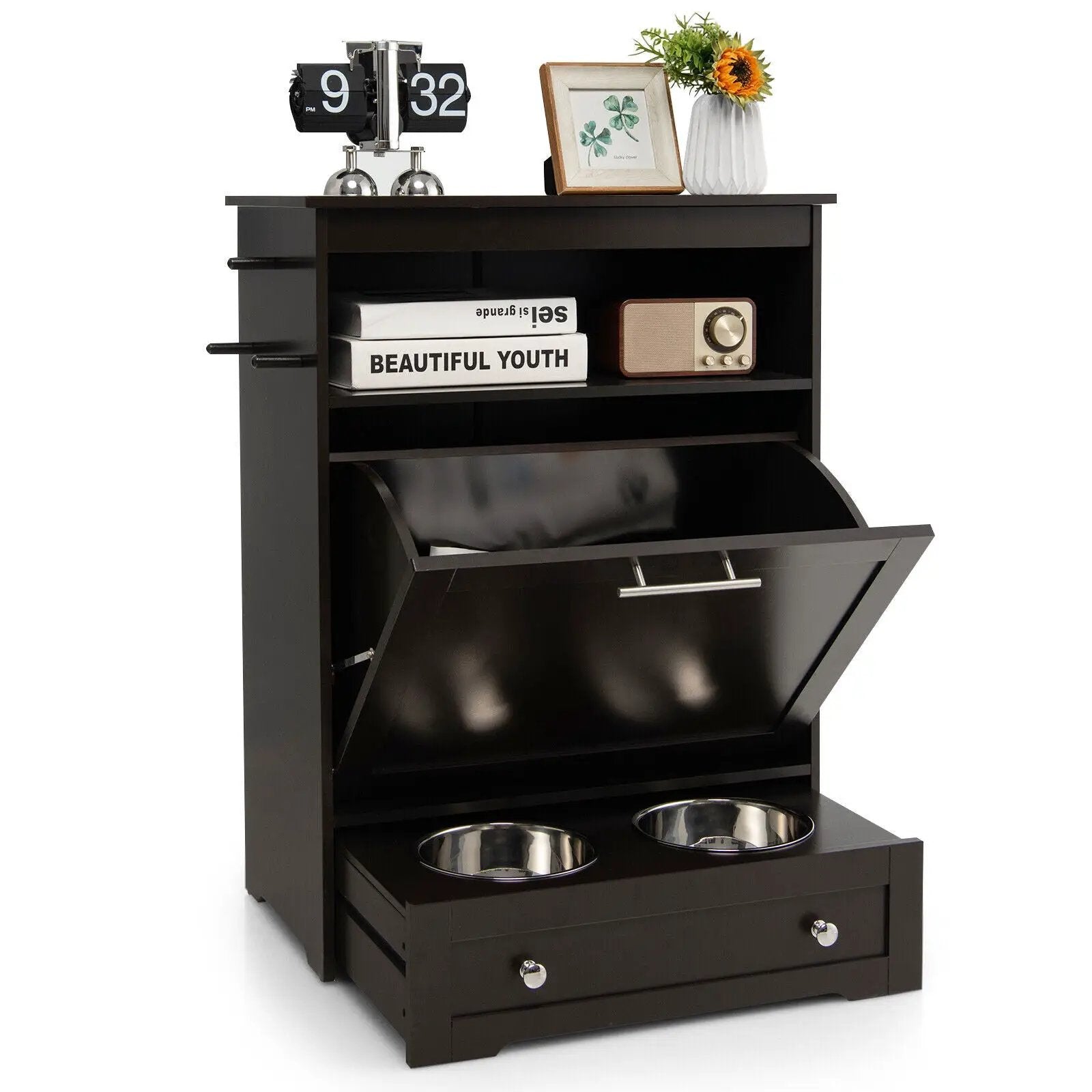 Pet Feeder Station with Stainless Steel Bowl by DirectDeals
