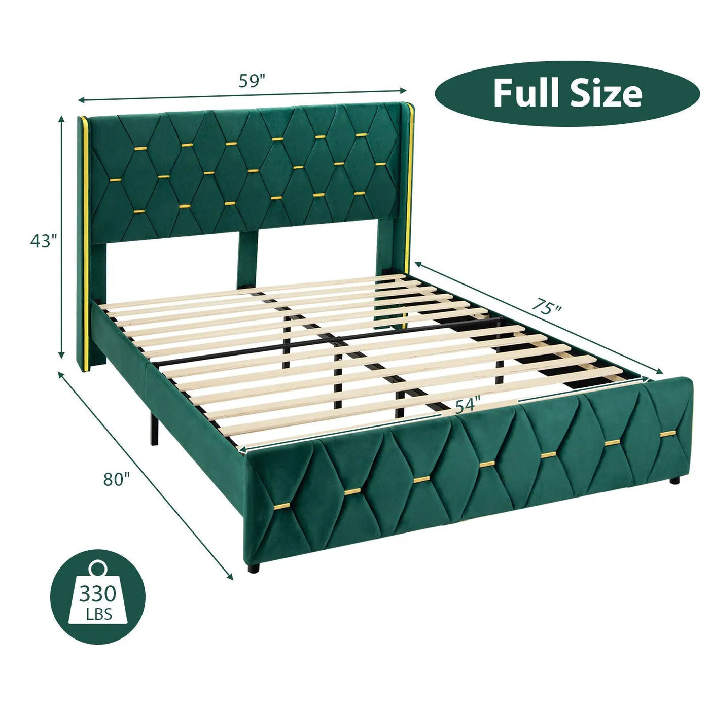 Queen/Full Size Upholstered Platform Bed Frame with Adjustable Headboard by DirectDeals