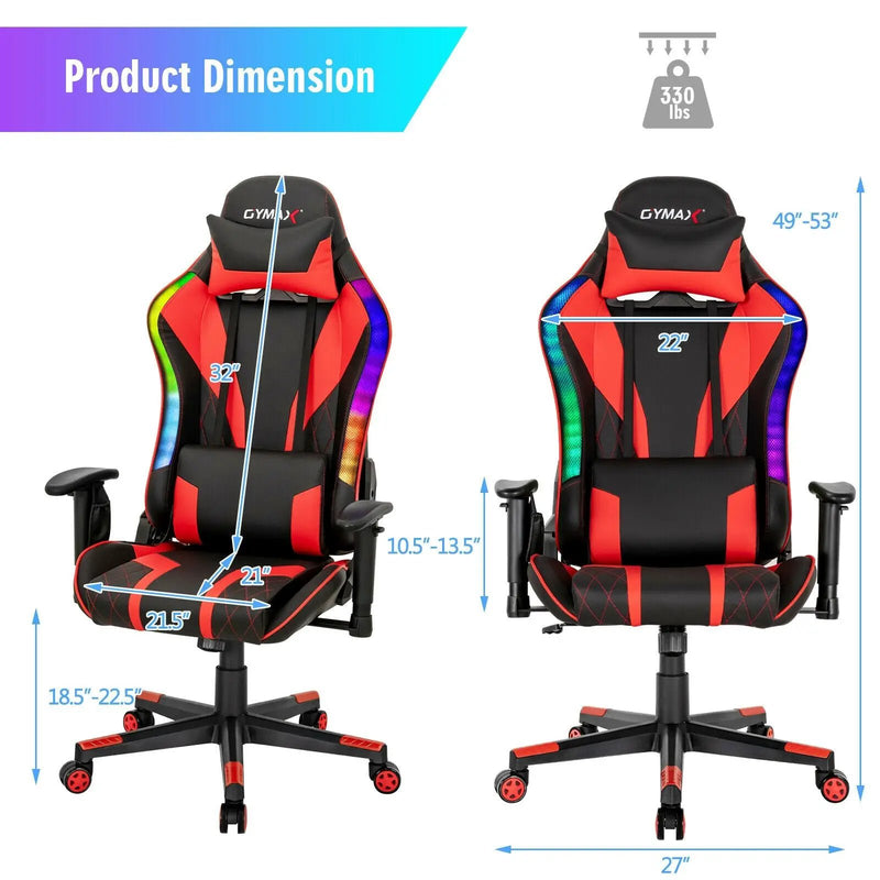 Gaming Chair Adjustable Swivel Computer Chair with Dynamic LED Lights by DirectDeals