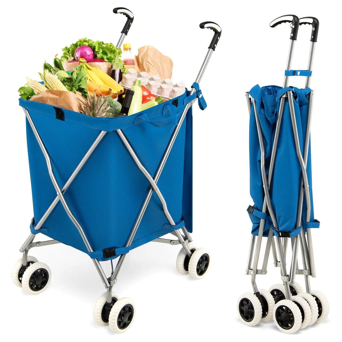 Folding Shopping Utility Cart with Water-Resistant Removable Canvas Bag by DirectDeals