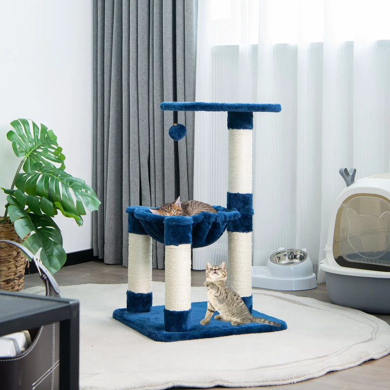 Multi-level Cat Tree with Scratching Posts and Cat Hammock by DirectDeals