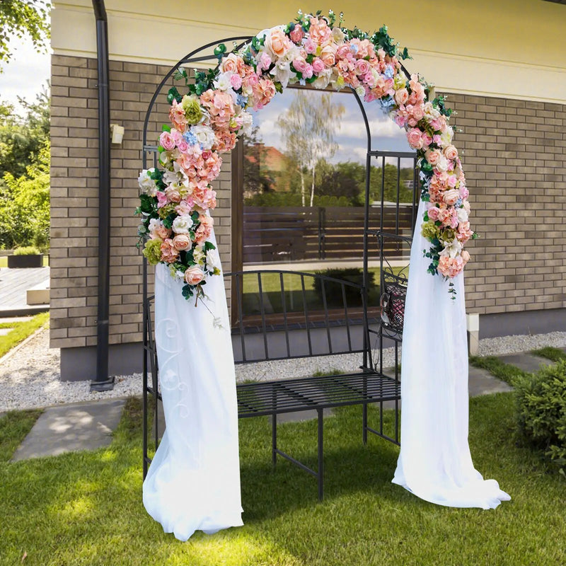 Steel Garden Arch with 2-Seat Bench by DirectDeals