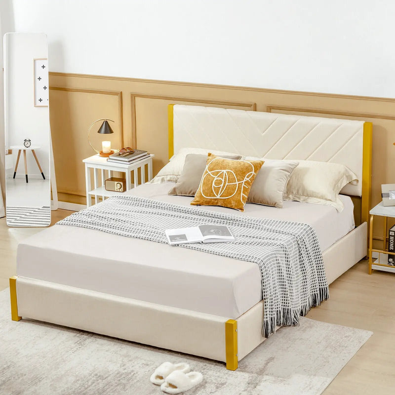 Full Size/Queen Size Upholstered Bed Frame with Adjustable Headboard and 4 Drawers by DirectDeals
