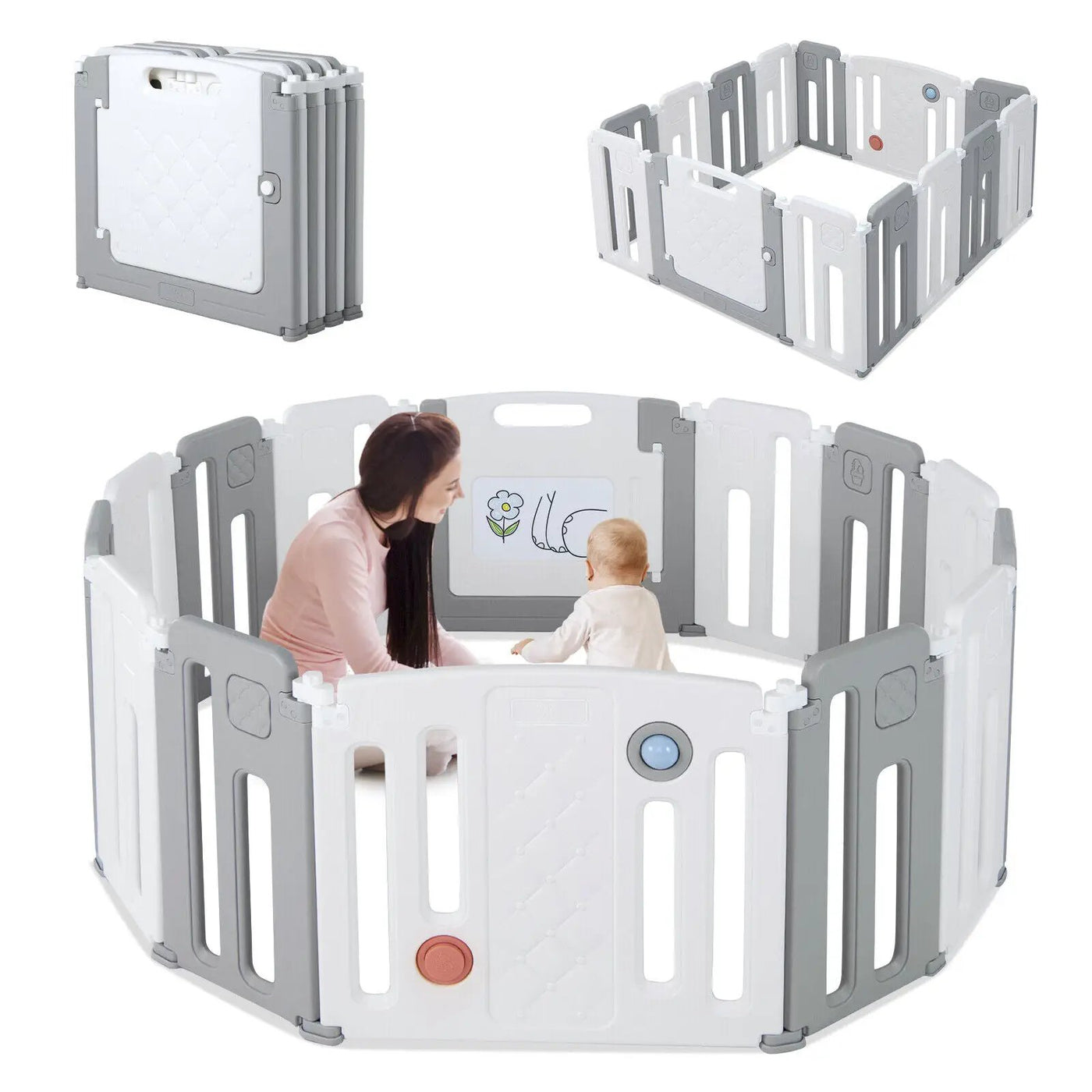 14 Panels Kids Safety Activity Play Center with Drawing Board by DirectDeals