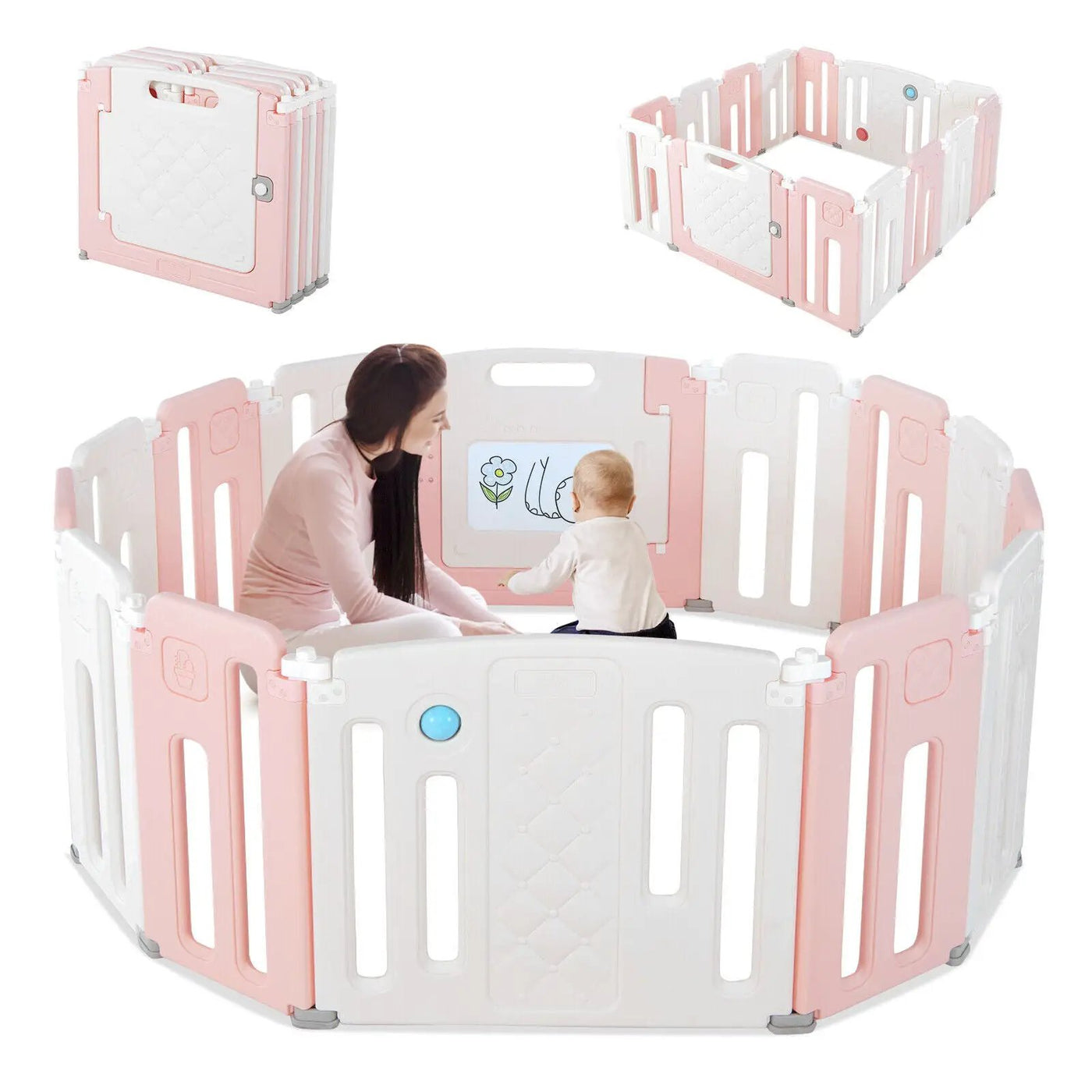 14 Panels Kids Safety Activity Play Center with Drawing Board by DirectDeals
