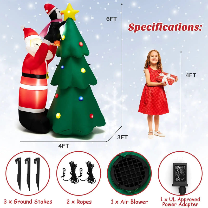 6 Feet Inflatable Christmas Tree and Santa Claus with LED and Air Blower by DirectDeals
