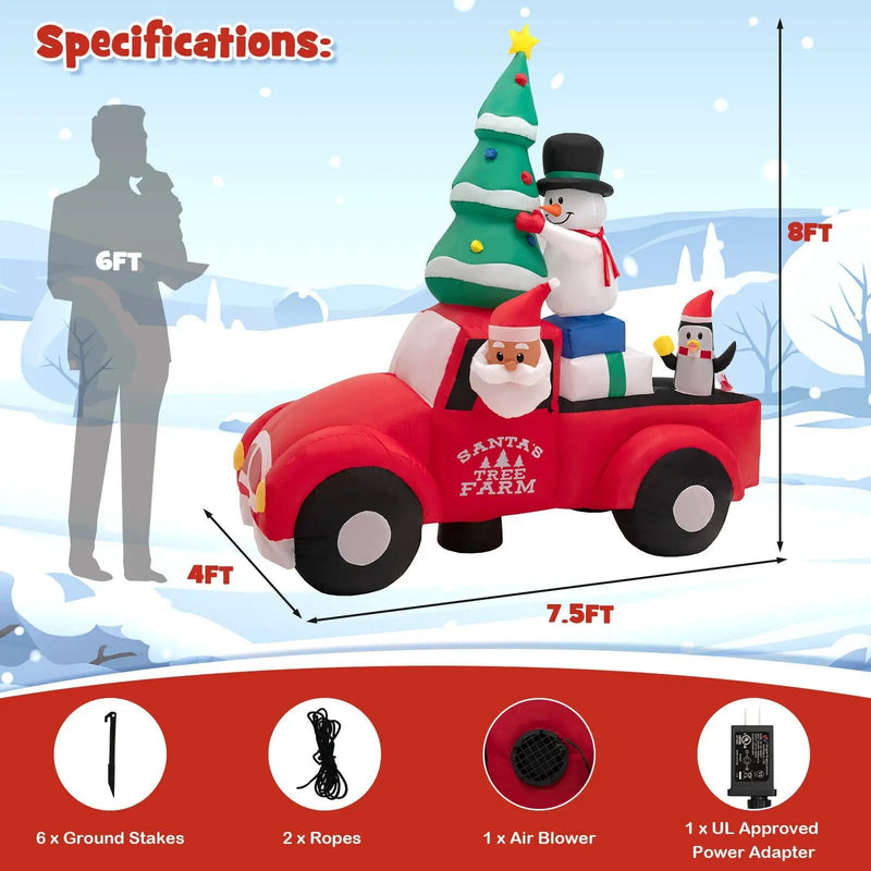 8 Feet Wide Inflatable Santa Claus Driving a Car with LED and Air Blower by DirectDeals