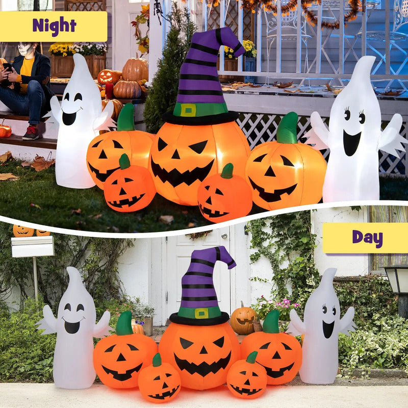 9 Feet Long Halloween Inflatable Pumpkins with 2 Ghosts by DirectDeals
