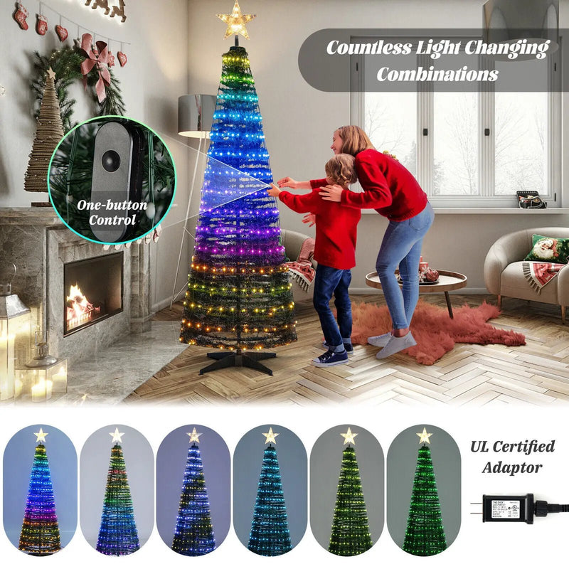 6.2 Feet Pop-up Lighted Christmas Tree with 282 RGB LED Lights-Green by DirectDeals