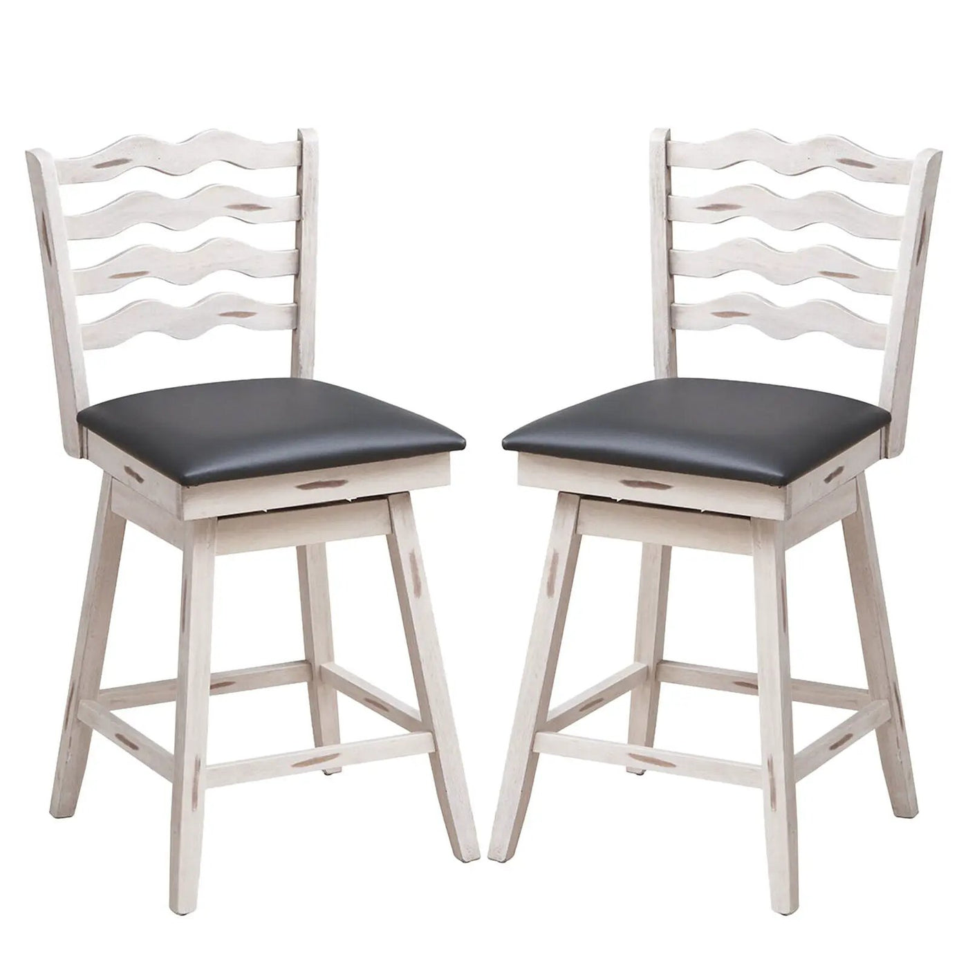 360° Swivel Bar Stools with Rubber Wood Frame and Ergonomic Backrest and Footrest by DirectDeals