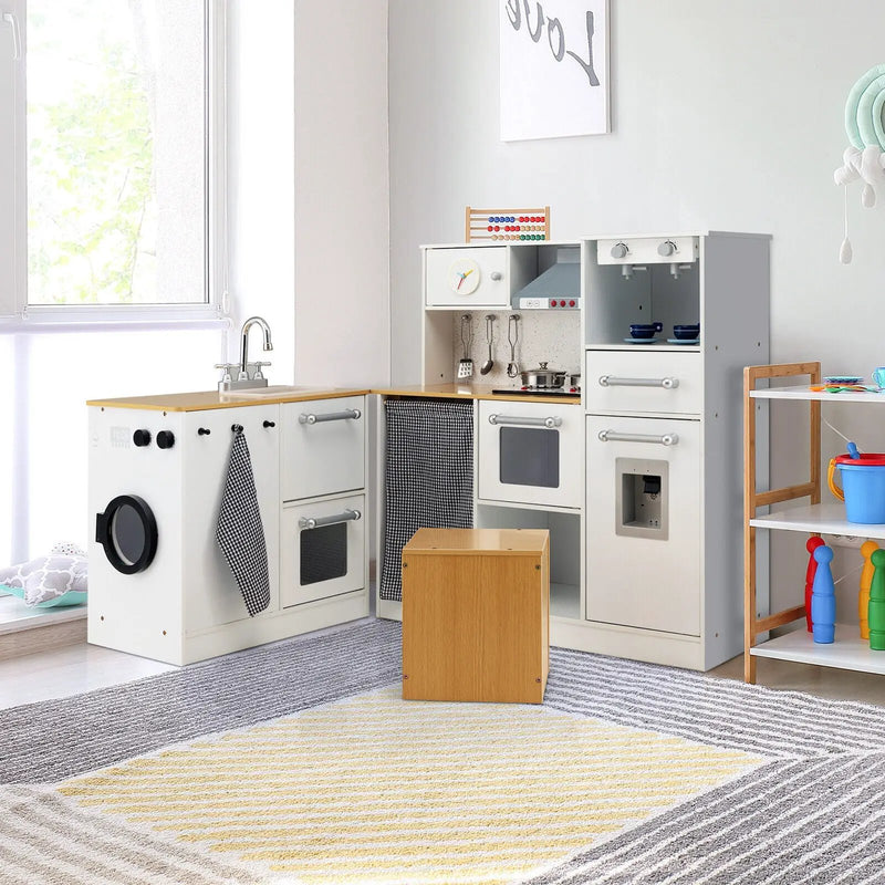 2-Pieces Wooden Kids Kitchen Playset with Light and Sound by DirectDeals