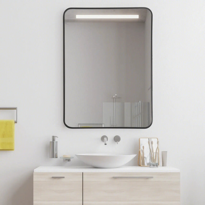 Metal Framed Bathroom Mirror with Rounded Corners by DirectDeals