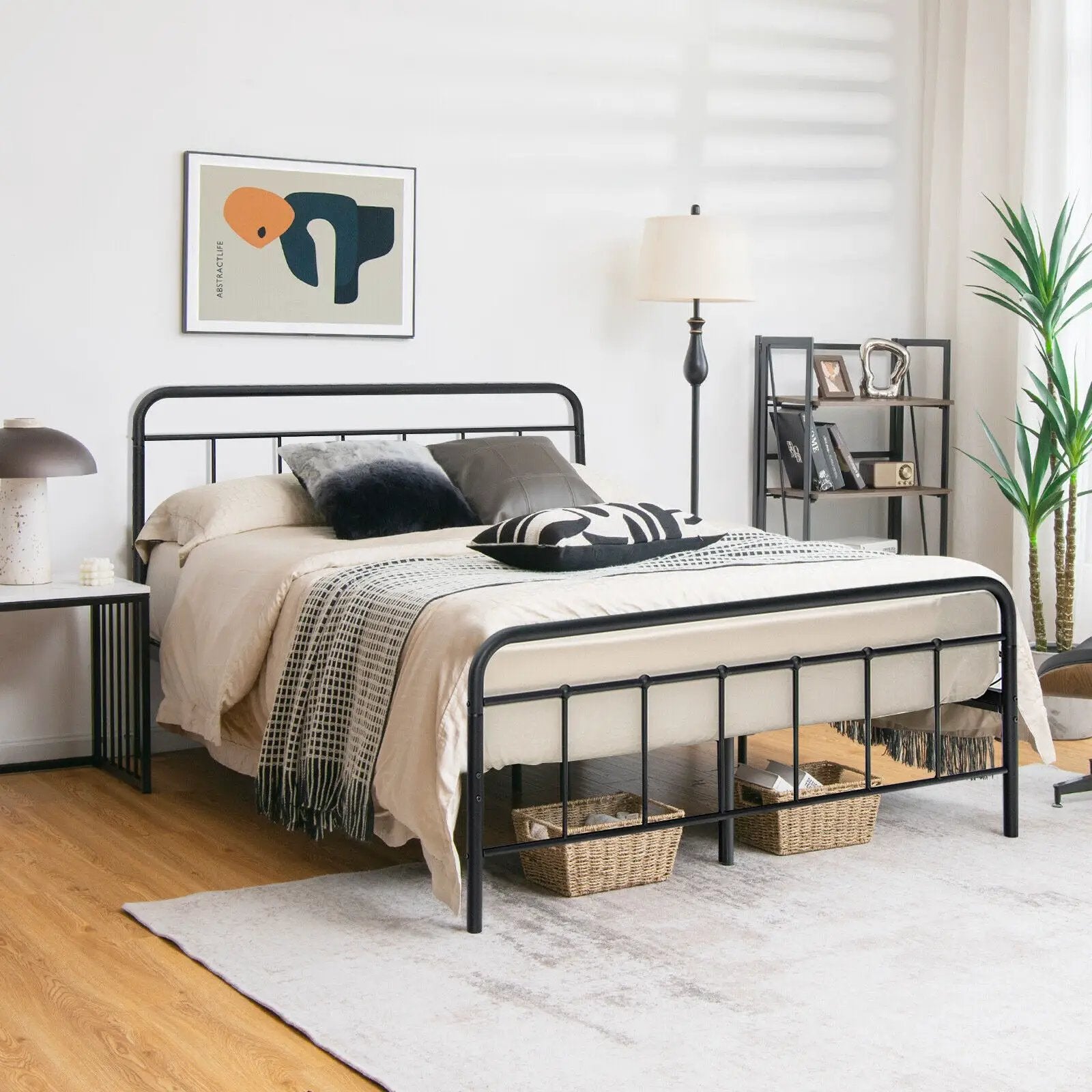 Heavy Duty Metal Platform Bed Frame with Headboard by DirectDeals