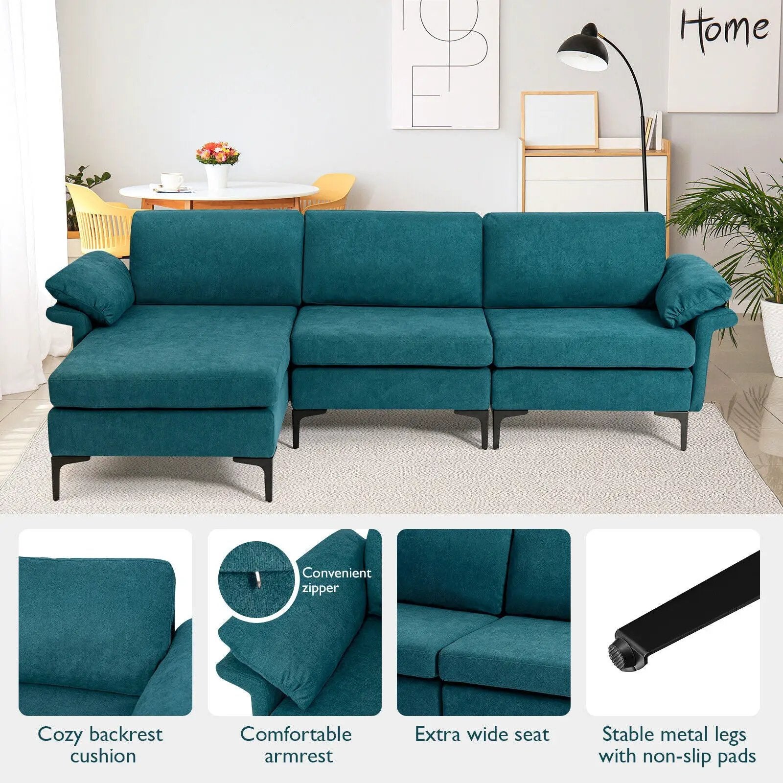 Extra Large Modular L-shaped Sectional Sofa with Reversible Chaise for 4-5 People by DirectDeals