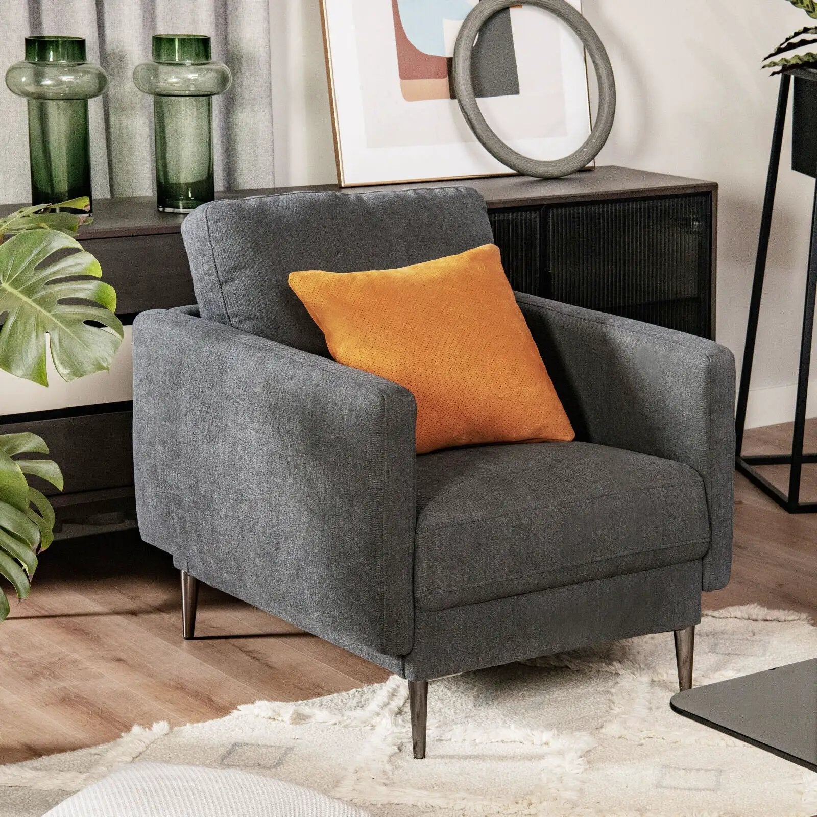 Modern Upholstered Accent Chair with Removable Backrest Cushion by DirectDeals