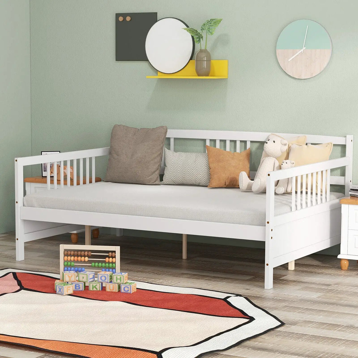 Classic Wooden Full Size Daybed Frame with Guardrails by DirectDeals