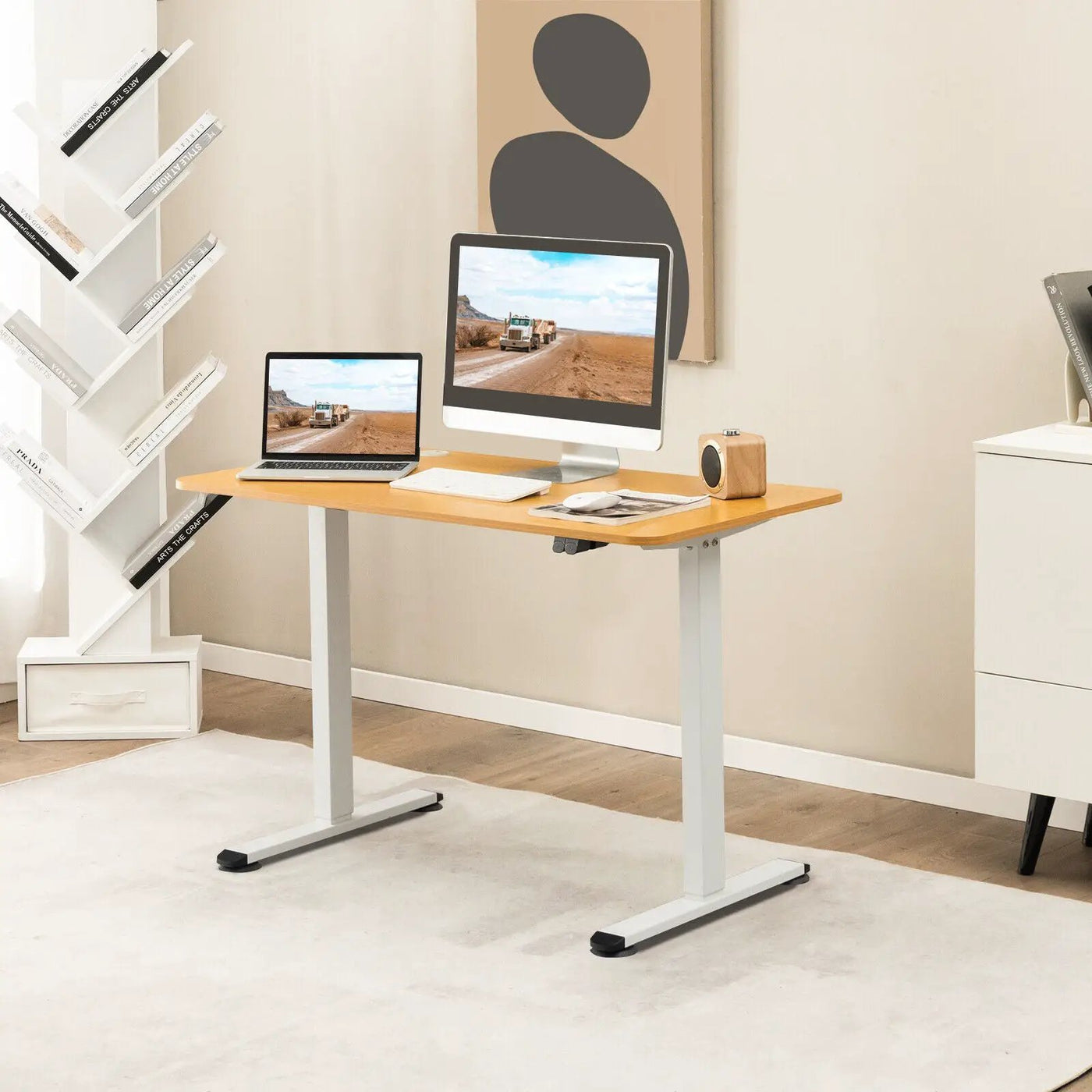 Electric Standing Desk Adjustable Stand up Computer Desk Anti-collision by DirectDeals
