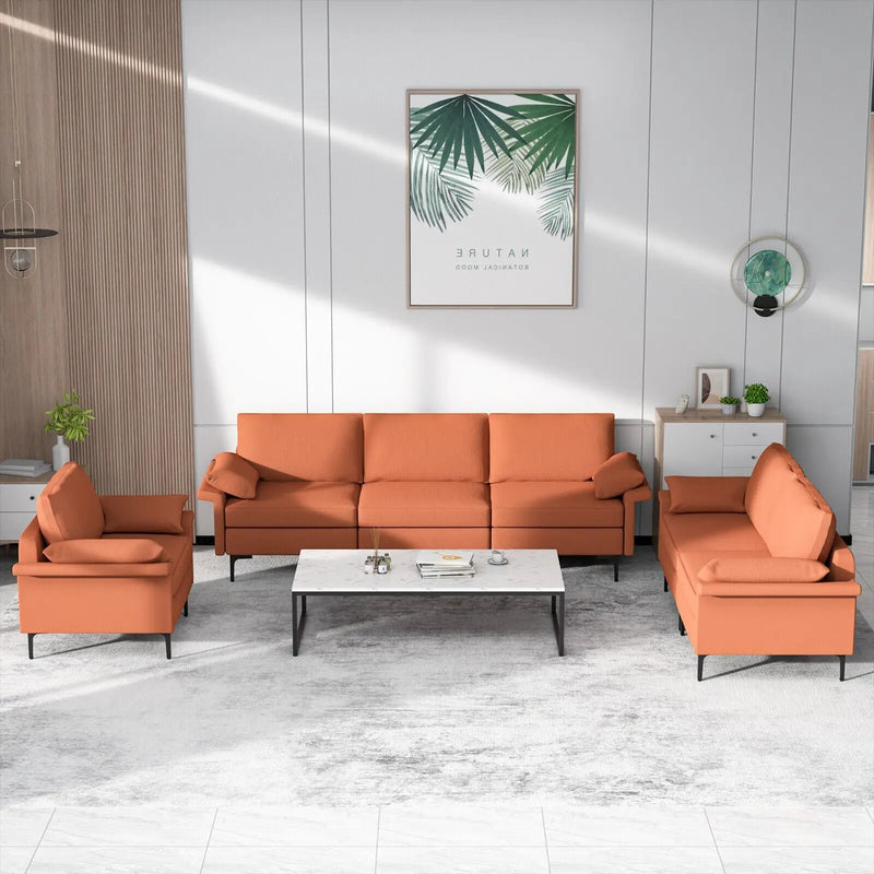 Large 3-Seat Sofa Sectional with Metal Legs for 3-4 people by DirectDeals