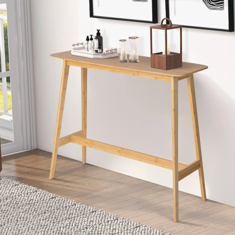 48 Inch Bamboo Bar Table High Top Console Dining Pub Table-Natural by DirectDeals