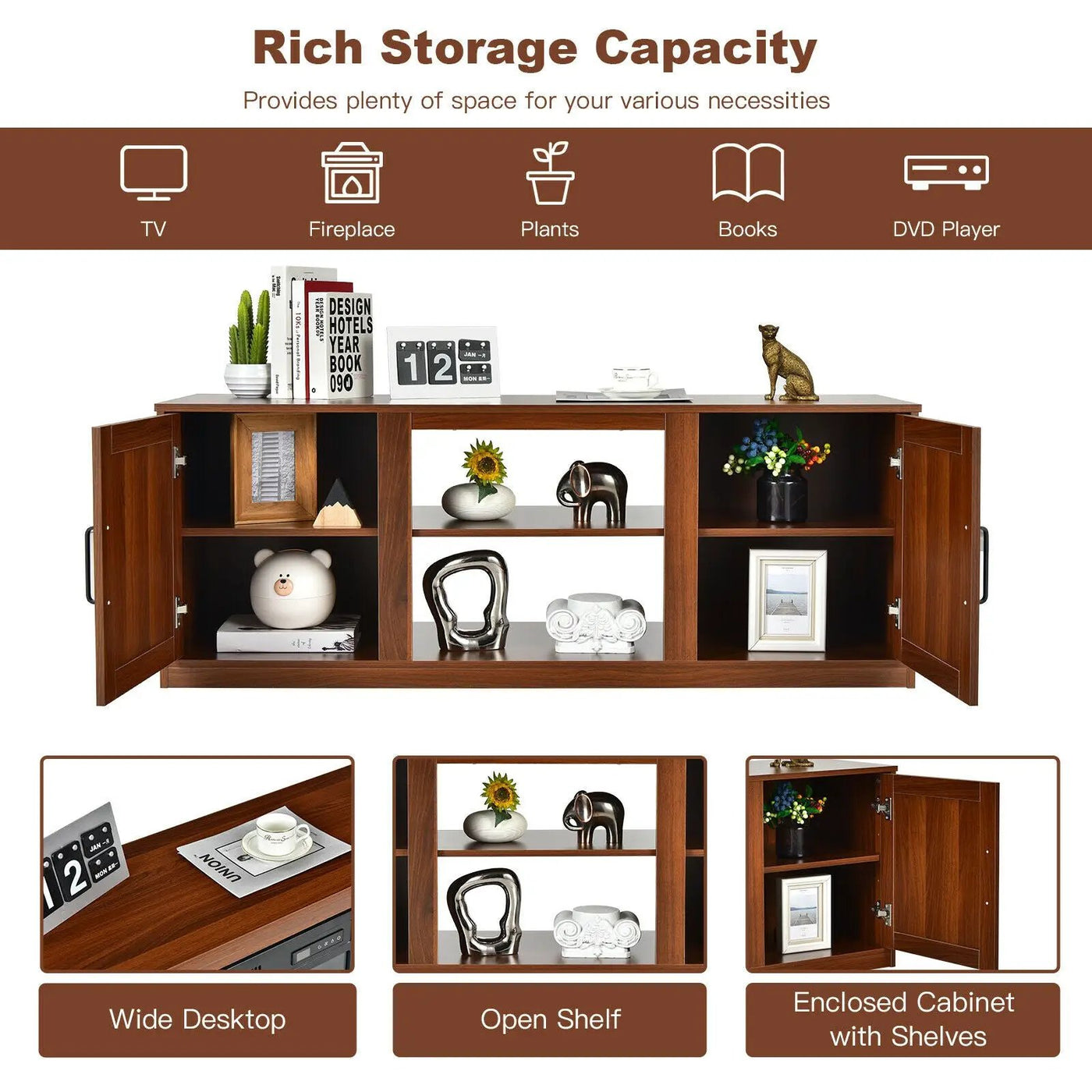 TV Stand with Double Barn Doors for TVs up to 65 Inch by DirectDeals