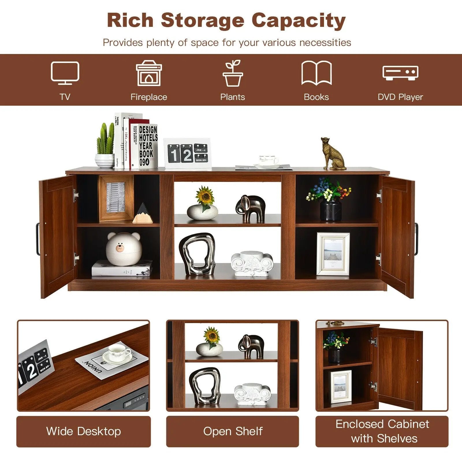 TV Stand with Double Barn Doors for TVs up to 65 Inch by DirectDeals
