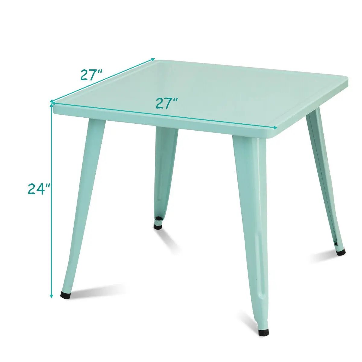 27 Inch Kids Square Steel Table Play Learn Activity Table-Blue by DirectDeals