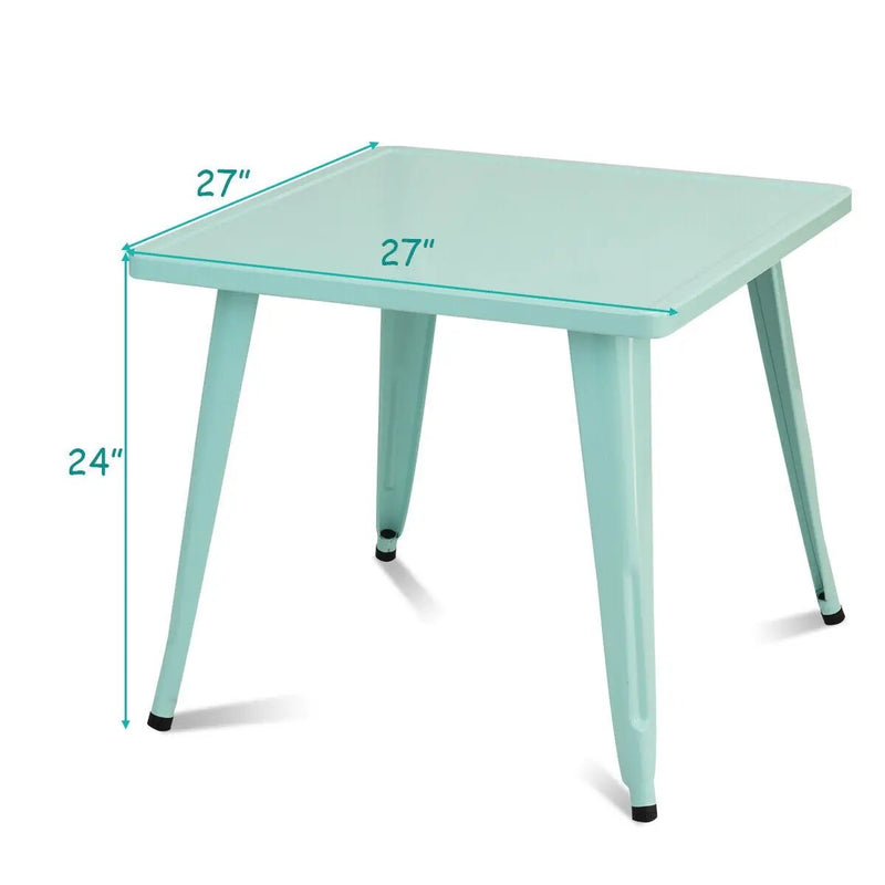 27 Inch Kids Square Steel Table Play Learn Activity Table-Blue by DirectDeals