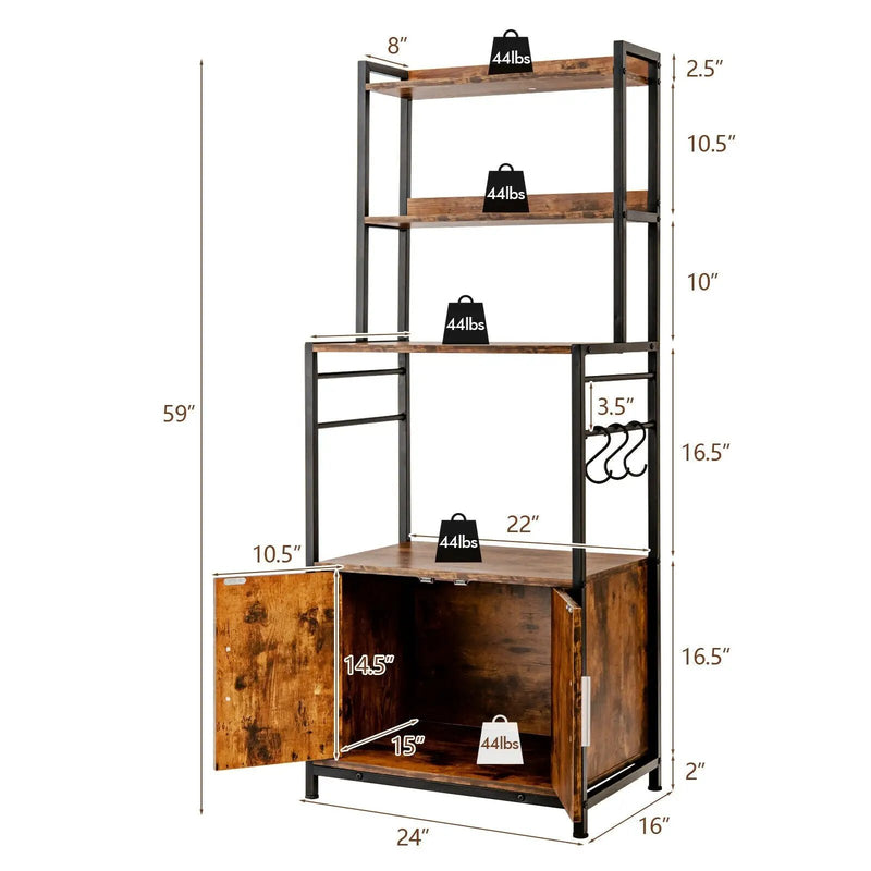 4-Tier Industrial Kitchen Bakers Rack Microwave Oven Stand-Brown by DirectDeals