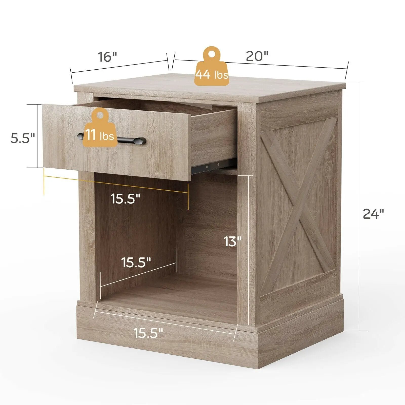 Compact Nightstand with Drawer and Shelf by DirectDeals