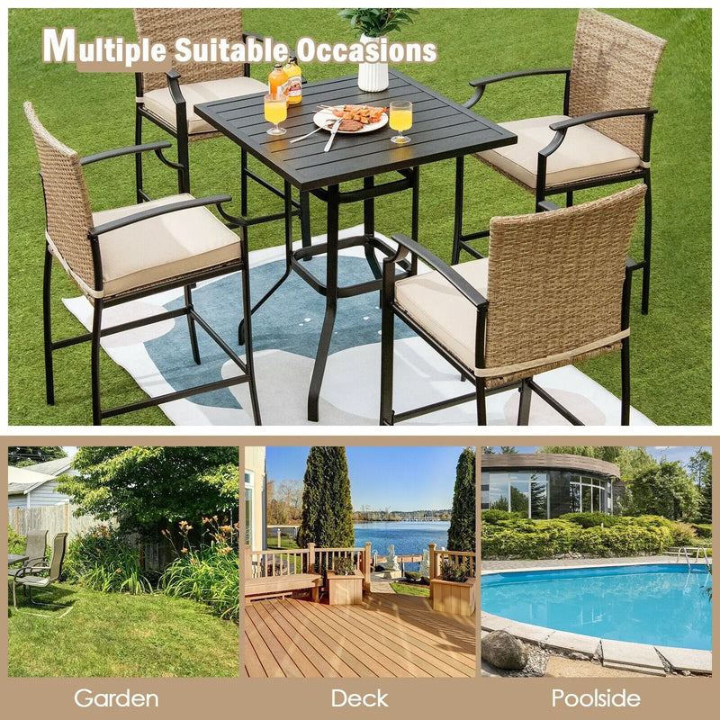 32 Inches Outdoor Steel Square Bar Table with Powder-Coated Tabletop by DirectDeals