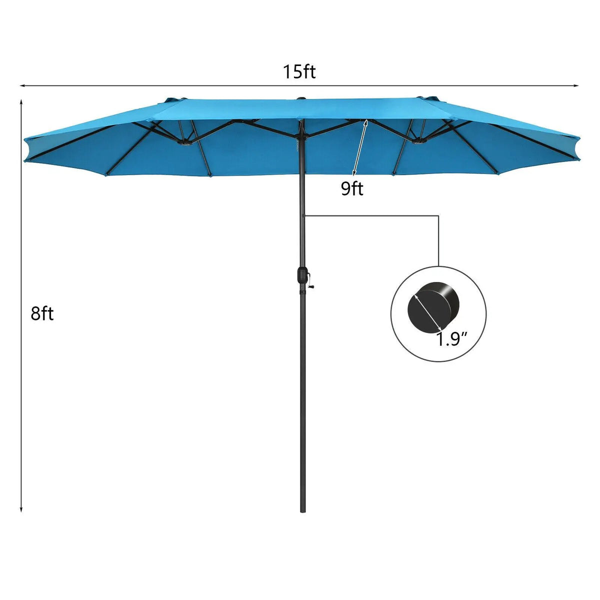 15 Feet Patio Double-Sided Umbrella with Hand-Crank System by DirectDeals