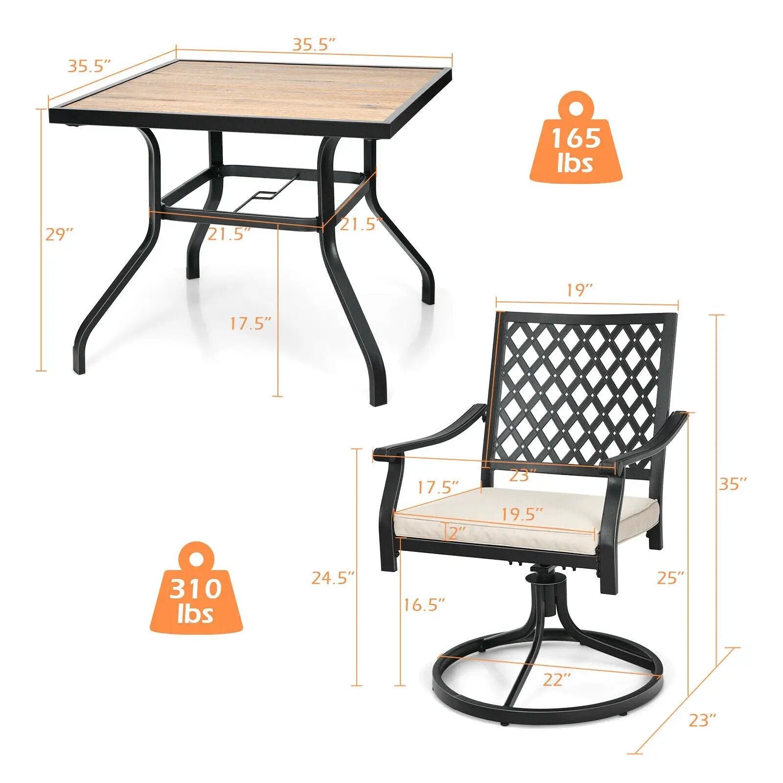 5-Piece Outdoor Patio Dining Set with Soft Cushions by DirectDeals