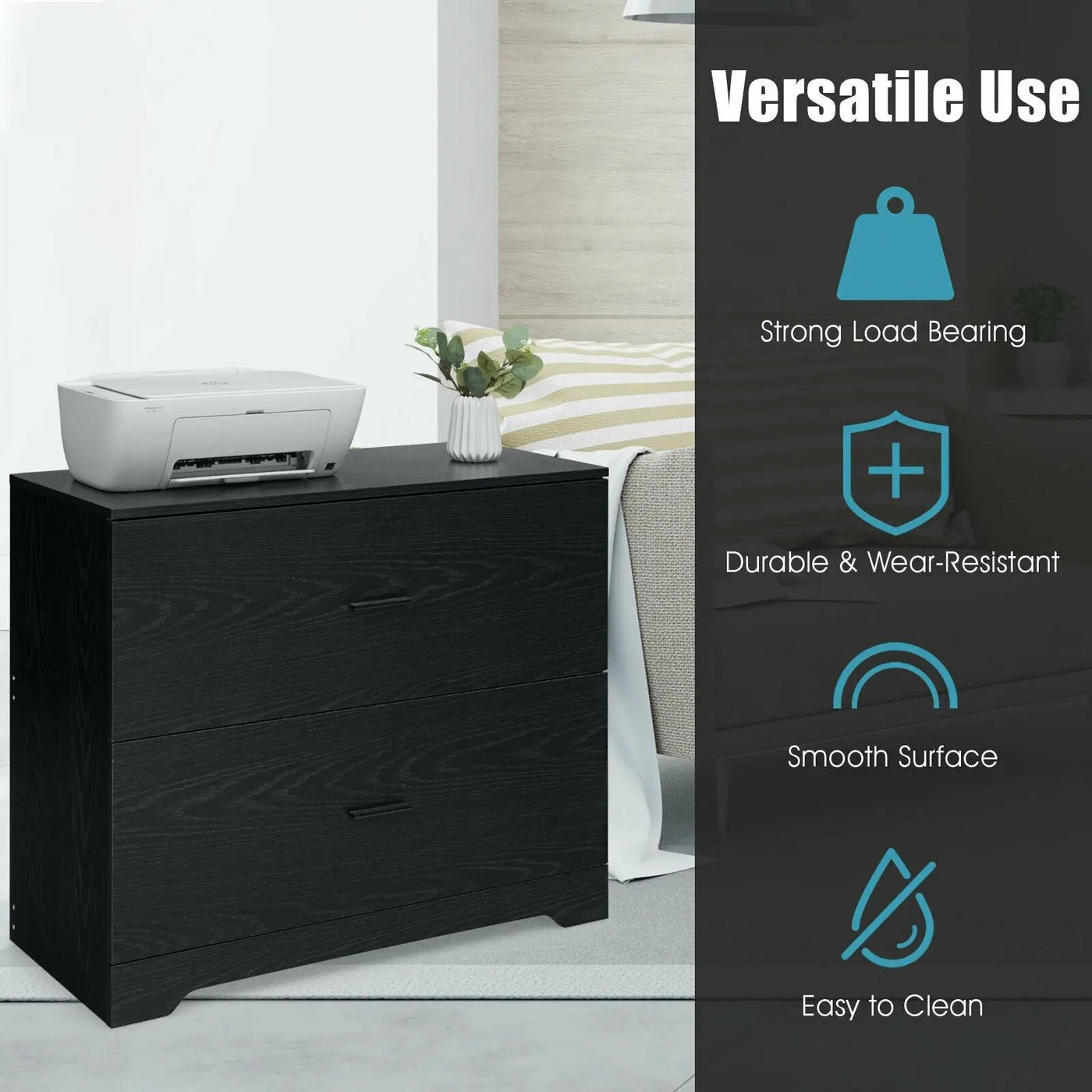 2-Drawer Lateral File Cabinet with Adjustable Bars for Home and Office by DirectDeals