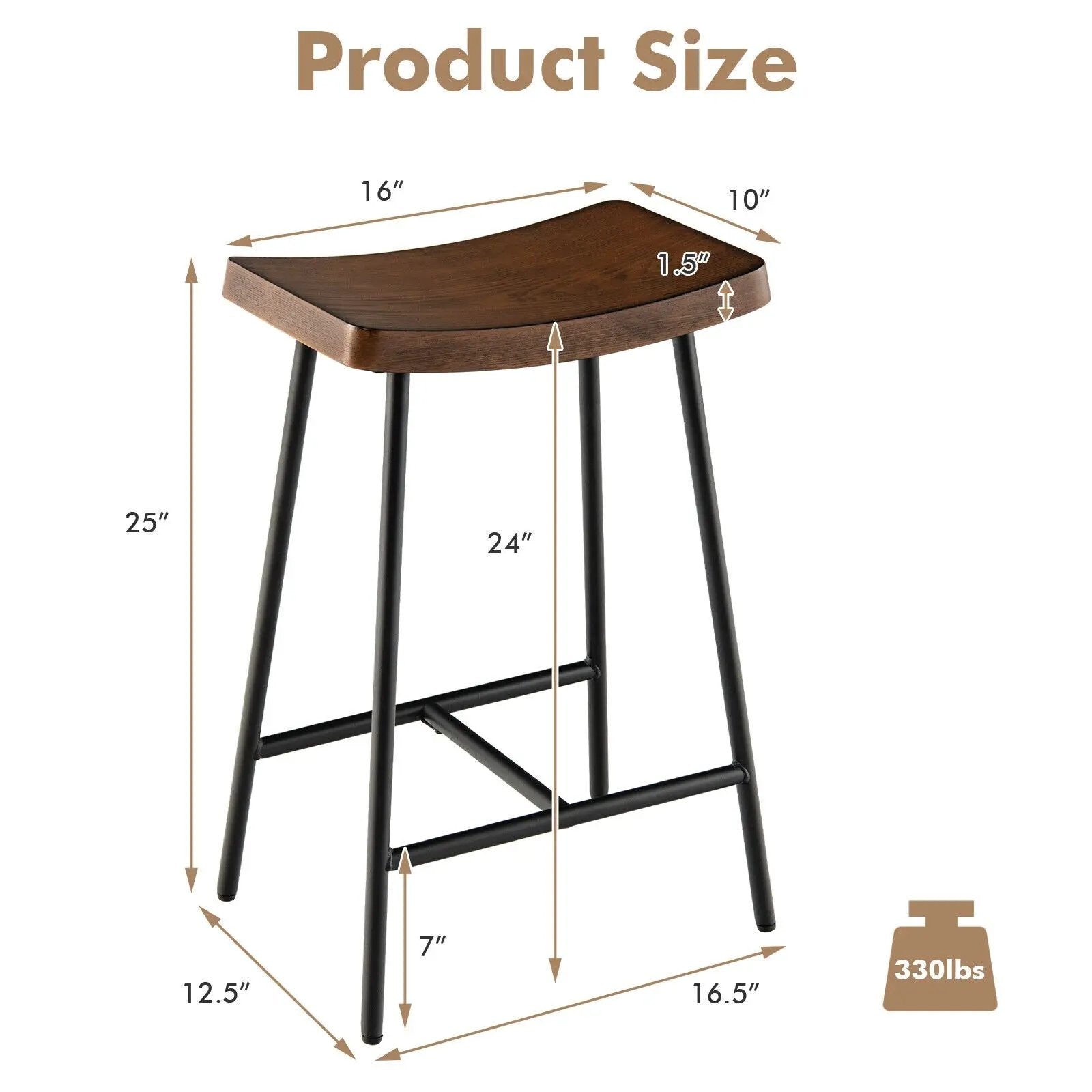 Industrial Saddle Stool with Metal Legs and Adjustable Foot Pads by DirectDeals