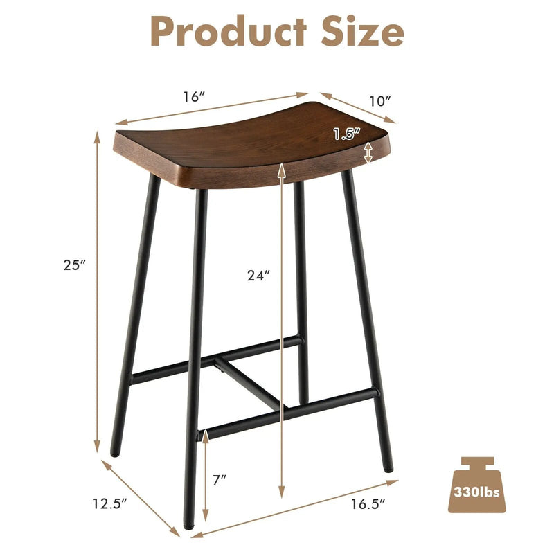 Industrial Saddle Stool with Metal Legs and Adjustable Foot Pads by DirectDeals