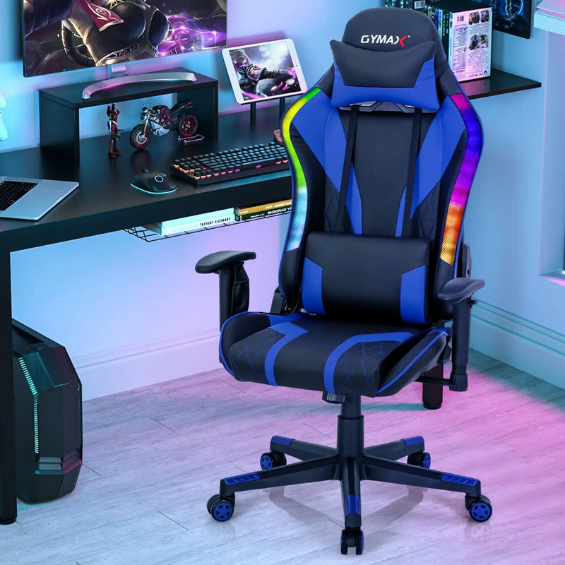 Gaming Chair Adjustable Swivel Computer Chair with Dynamic LED Lights by DirectDeals