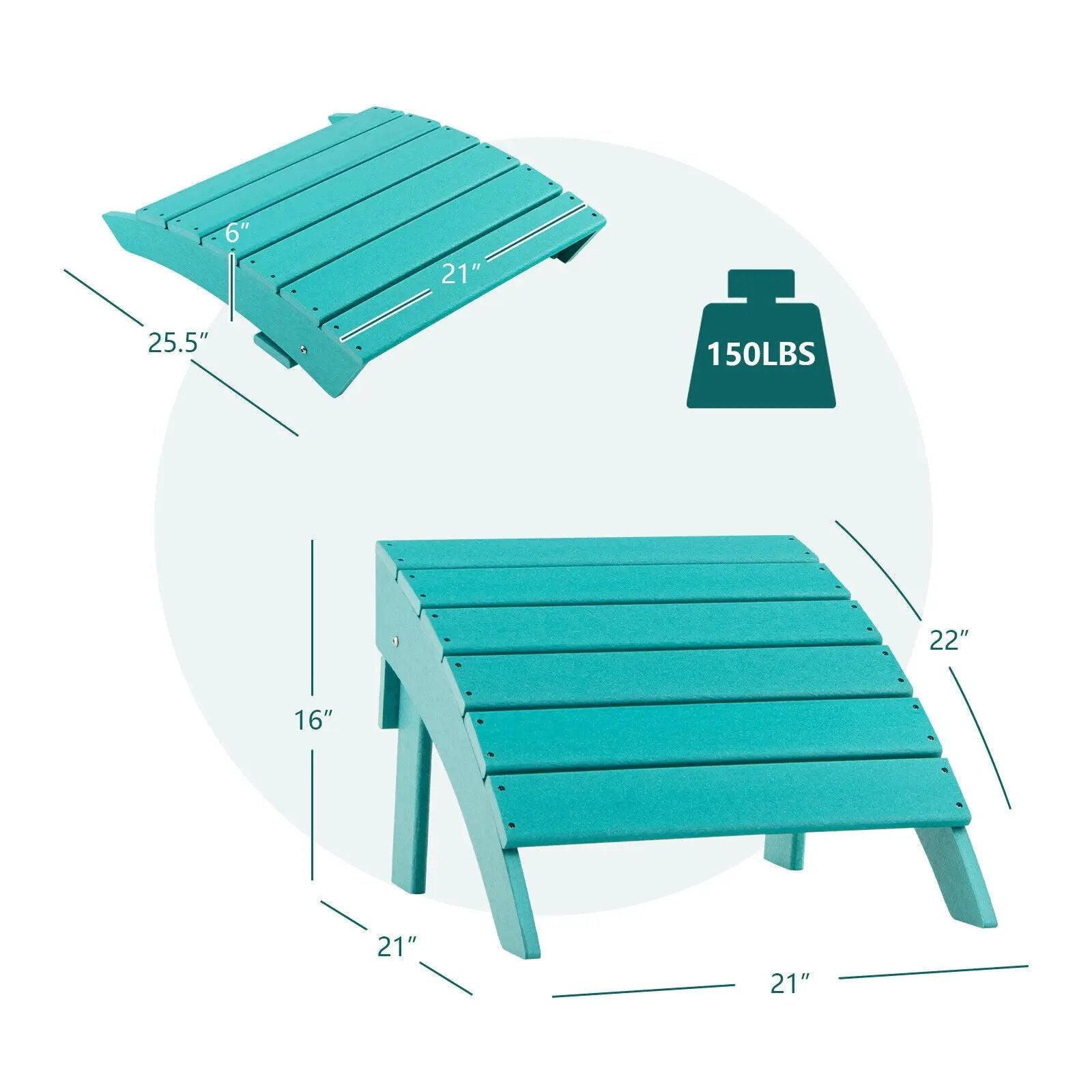 Adirondack Folding Ottoman with All Weather HDPE by DirectDeals