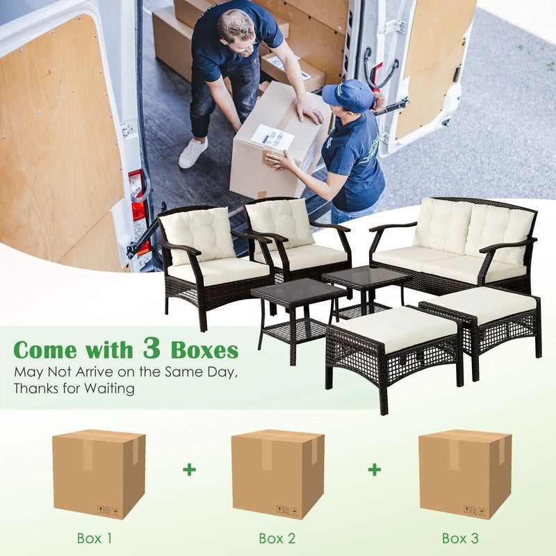 7 Pieces Outdoor Patio Furniture Set with Waterproof Cover by DirectDeals