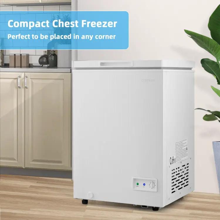 3.5/5 Cu.ft Compact Chest Freezer with Removable Storage Basket by DirectDeals