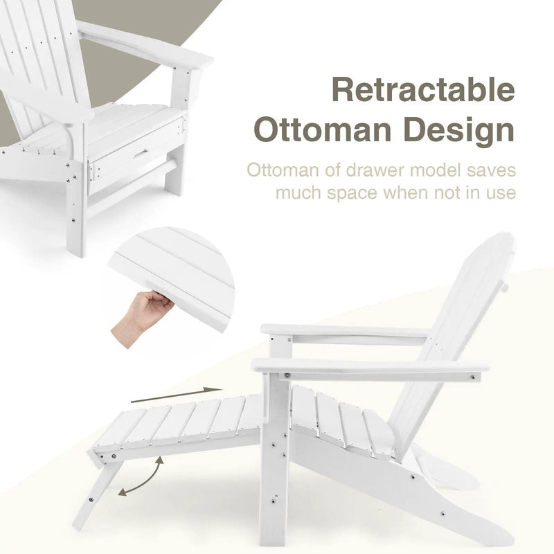 Patio HDPE Adirondack Chair with Retractable Ottoman by DirectDeals