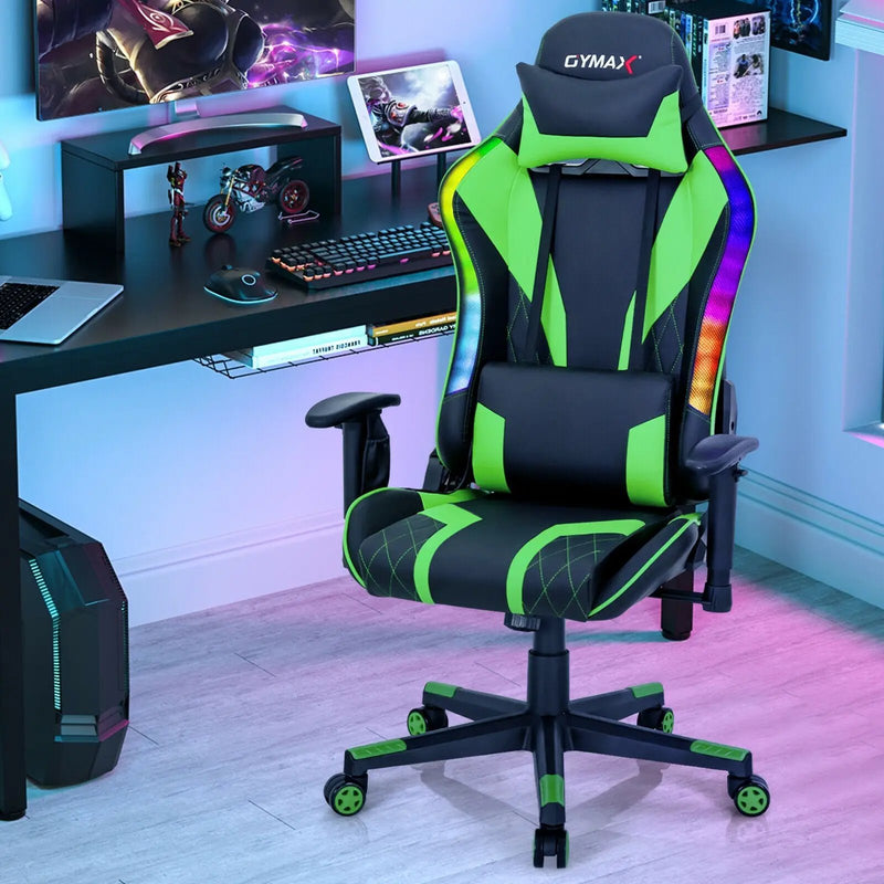 Gaming Chair Adjustable Swivel Computer Chair with Dynamic LED Lights by DirectDeals