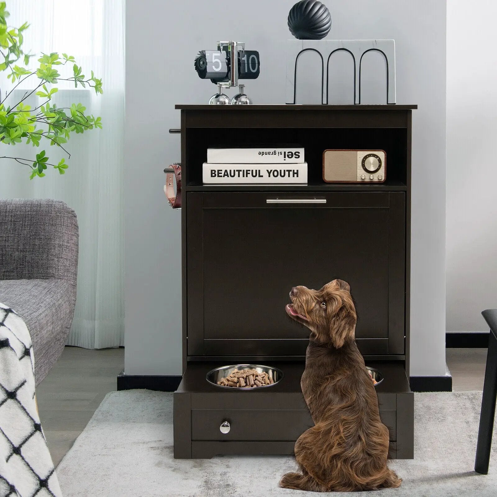 Pet Feeder Station with Stainless Steel Bowl by DirectDeals