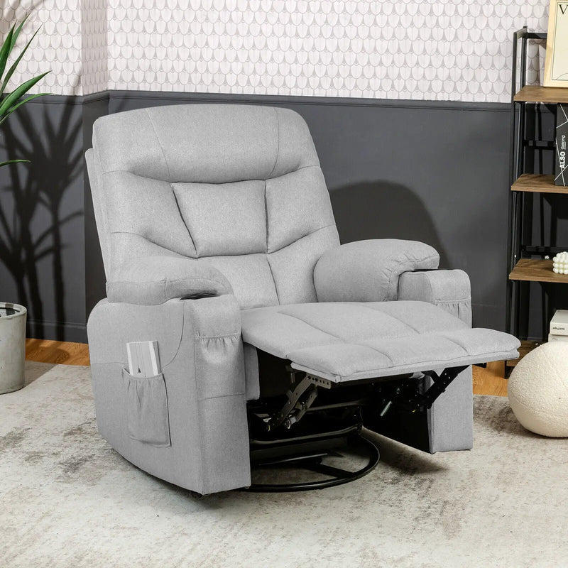 Massage Rocking Recliner Chair with Heat and Vibration-Gray by DirectDeals
