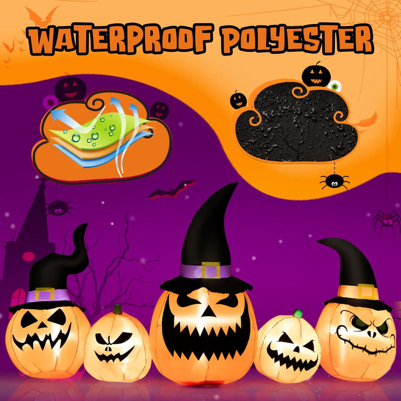 8 Feet Inflatable Pumpkin Family Waterproof Halloween Yard Decoration with LED Lights by DirectDeals