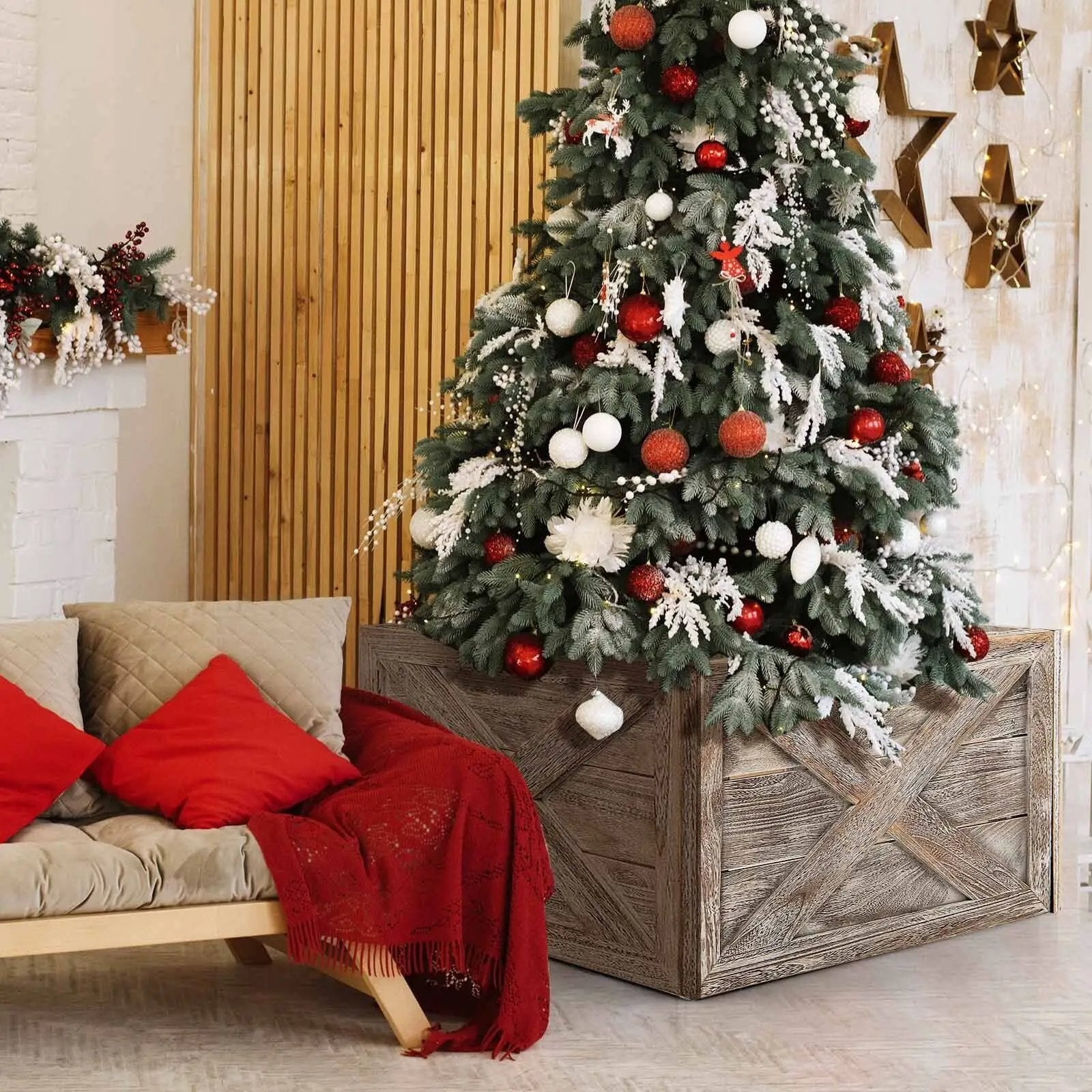 28.5 Inch Wooden Tree Collar Box for Indoor/Outdoor Use by DirectDeals